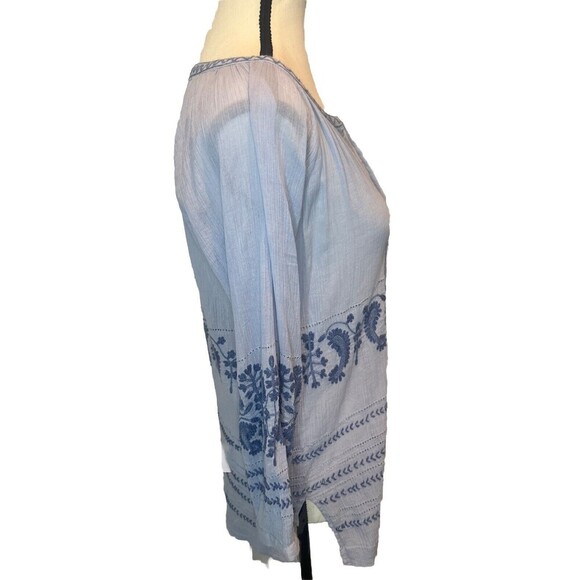 TOMMY BAHAMA Lightweight Cotton Embroidered Boho Tunic Top 3/4” Sleeves Sz S - Picture 6 of 8